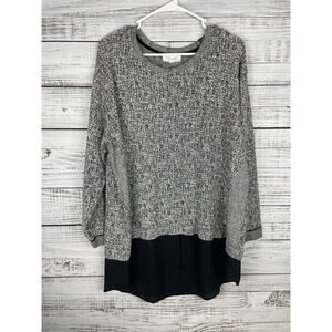 Two by Vince Camuto Sweater Mixed Media 3X Gray Layered Minimalist Career Office